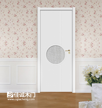 重慶佳誠木門：白色鑲玻璃木門